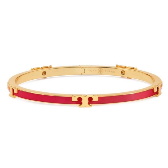 Tory Burch Jewelry - TORY BURCH • Red Serif T Enameled Stackable Bracelet